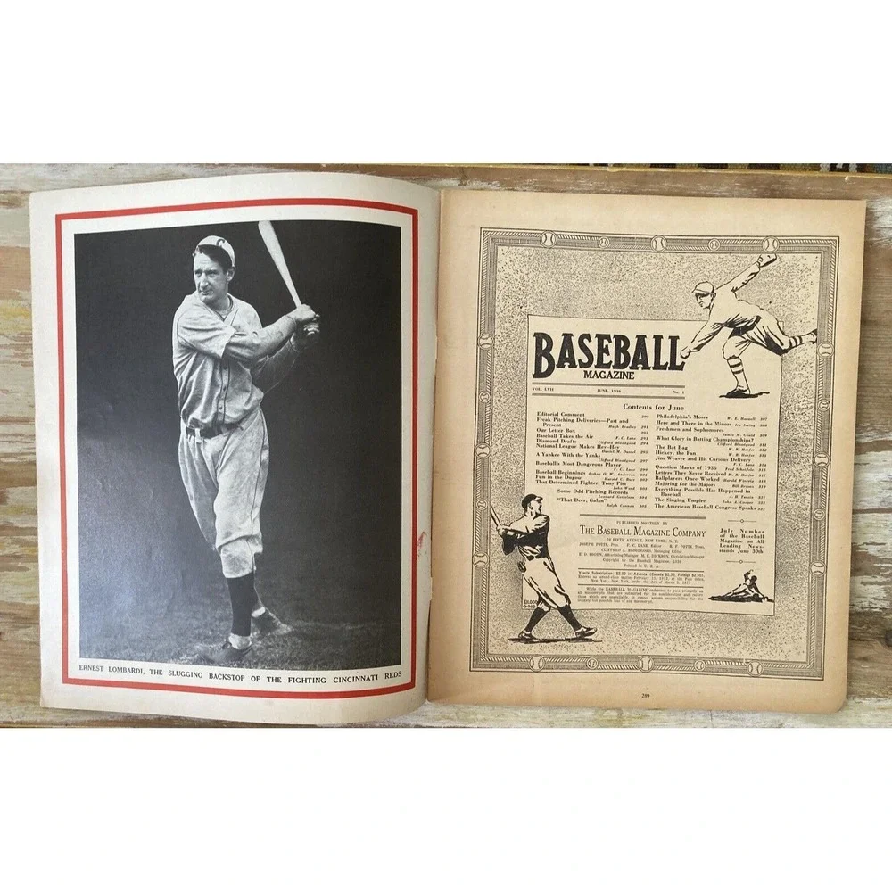 Vintage sports Baseball Magazine June 1936 Roger Cramer Ernest Lombardi